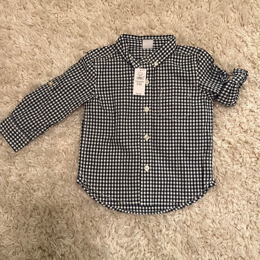 Baby gap gingham blue dress shirt
